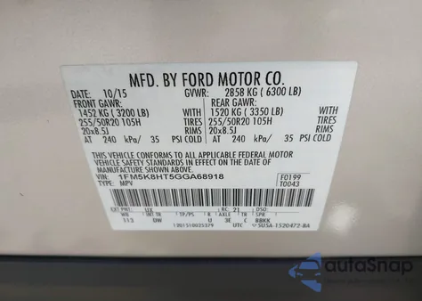 2016 Ford Explorer Platinum from USA, damaged, VIN 1FM5K8HT5GGA68918